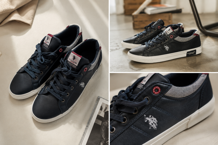 کفش اسپرت مردانه سایز بزرگ برند U.S. Polo Assn کد 5006 رنگ سرمه ای تیره